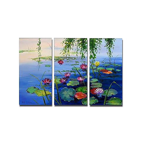 Hand-painted Landscape Oil Painting with Stretched Frame - Set of 3 ...