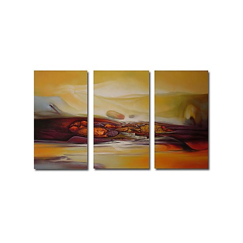 Hand-painted Abstract Oil Painting with Stretched Frame - Set of 3 ...