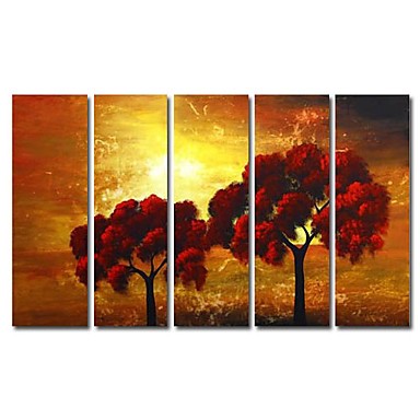 Hand-painted Oil Painting Landscape Oversized Wide - Set of 5 - Wall ...