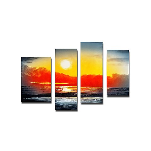 Hand-painted Landscape Oil Painting with Stretched Frame - Set of 4 ...