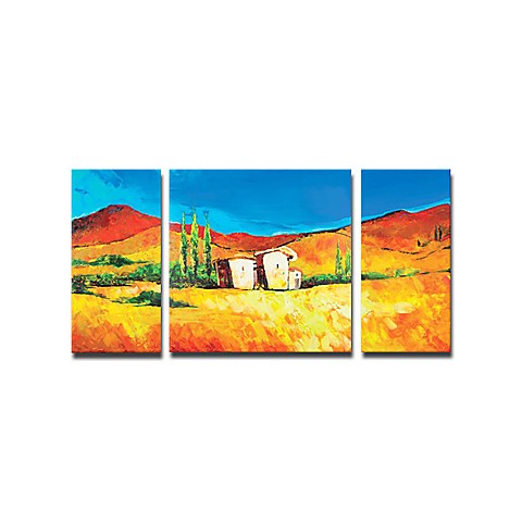 Hand-painted Landscape Oil Painting with Stretched Frame - Set of 3 ...