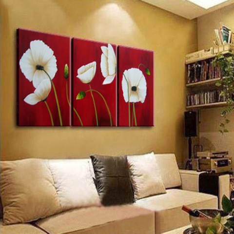 Abstract Hand-painted Oil Painting with Stretched Frame - Set of 3 ...